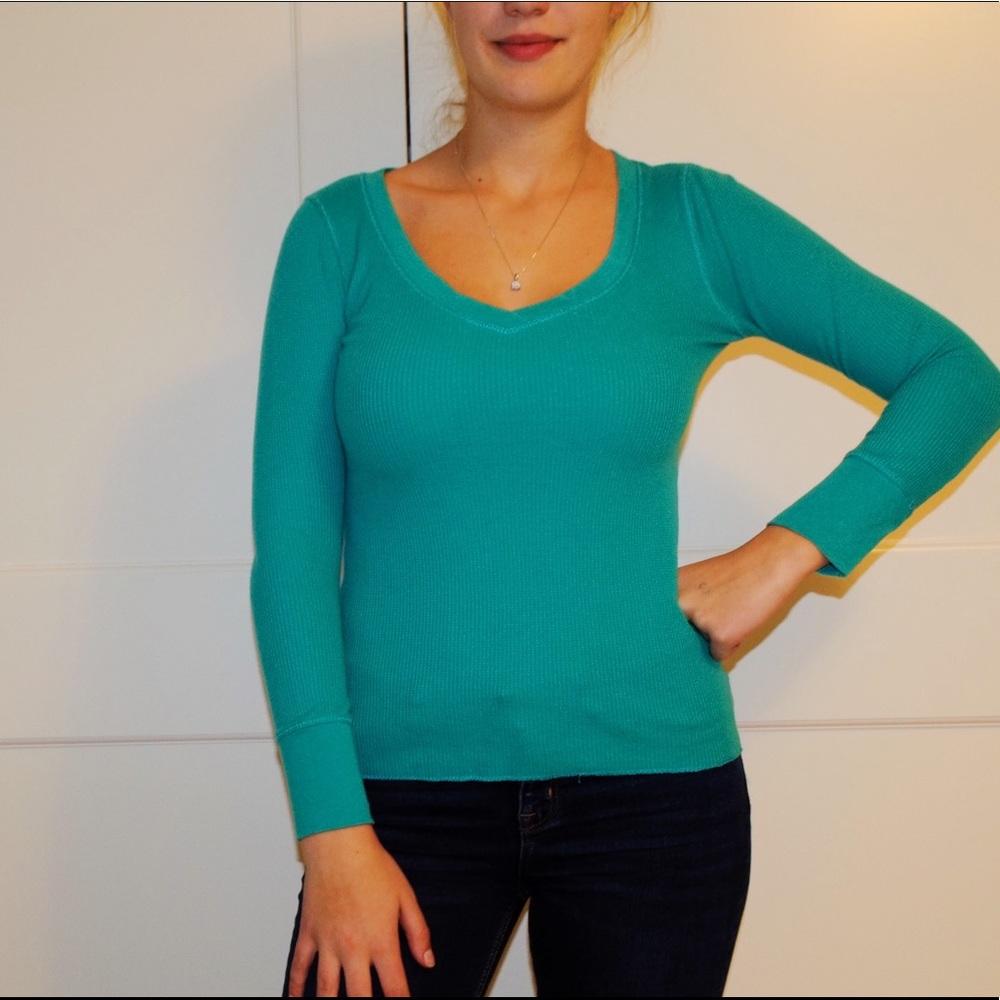 Cozy Turquoise V-Neck